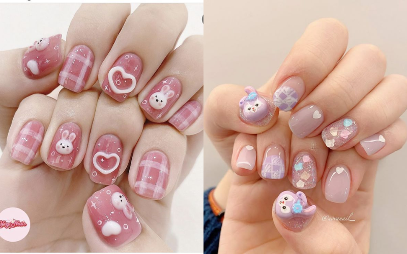 Móng tay dễ thương phong cách Hàn Quốc