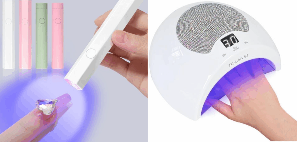 Đèn UV (trái) và đèn LED (phải)