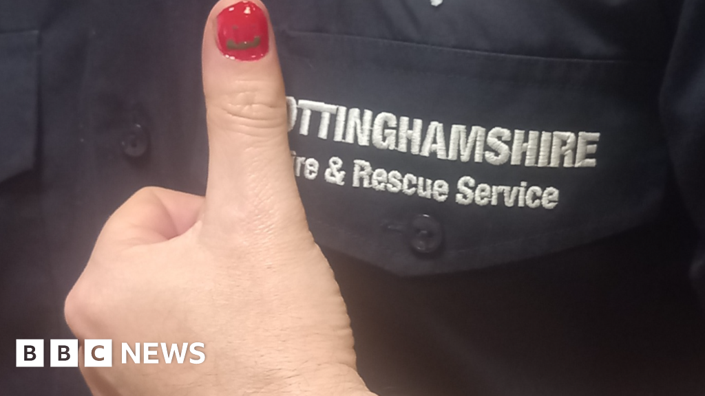 Nottinghamshire Fire Crew Stands by Nail Painting