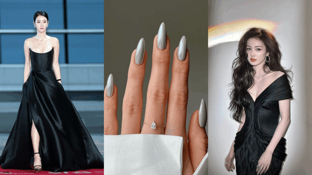 Phối đồ với màu sơn móng tay tone bạc kim loại