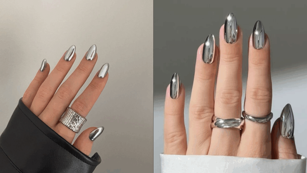 Màu móng tay bạc ánh kim