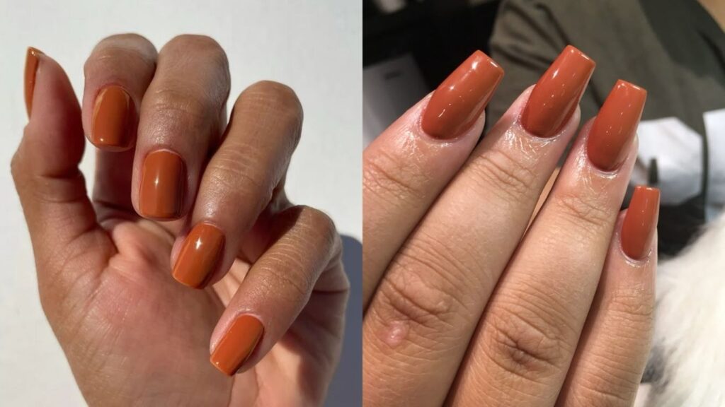 Màu sơn móng tay đẹp cho da ngăm: cam cháy