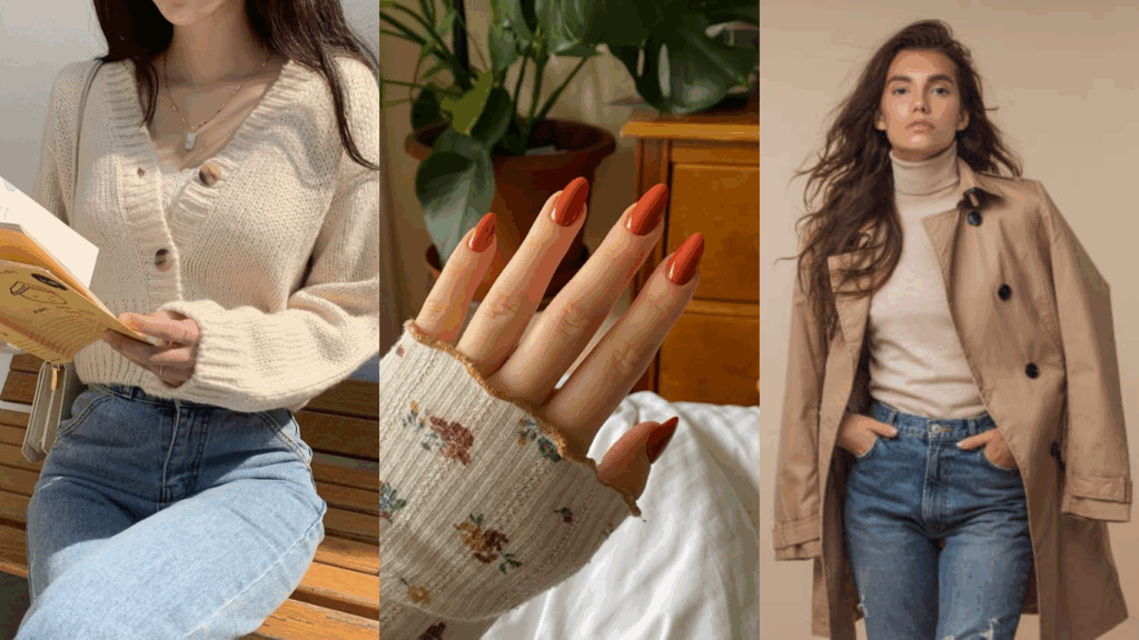 Phối đồ với màu sơn móng tay tone cam đất
