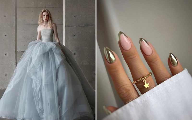 Nailbox tráng gương kiểu Pháp cho cô dâu