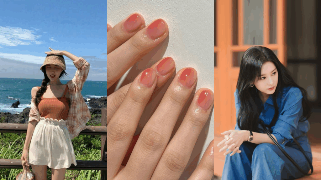 Phối đồ với màu sơn móng tay coral rực rỡ