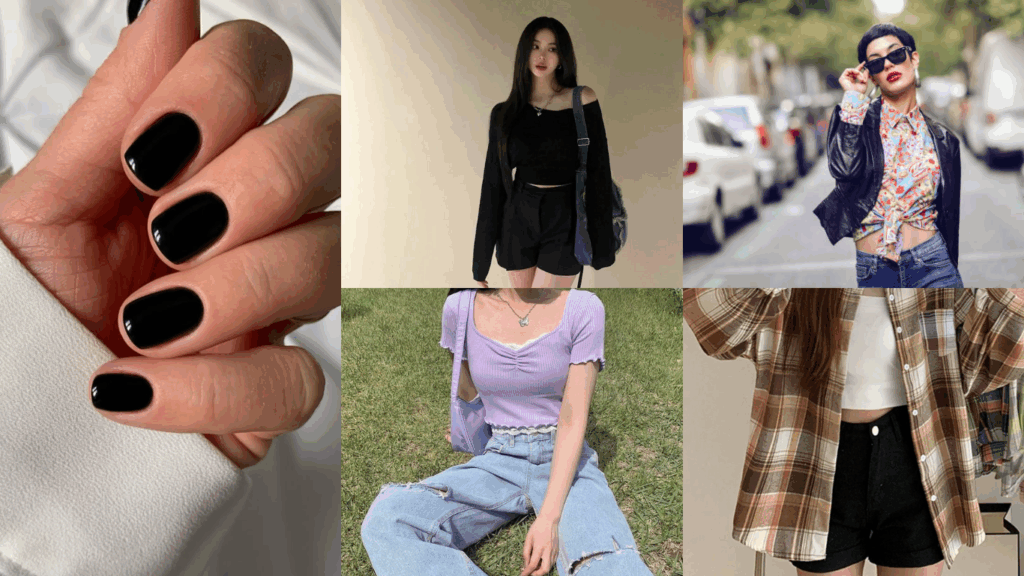 Phối đồ với màu sơn móng tay đen huyền bí