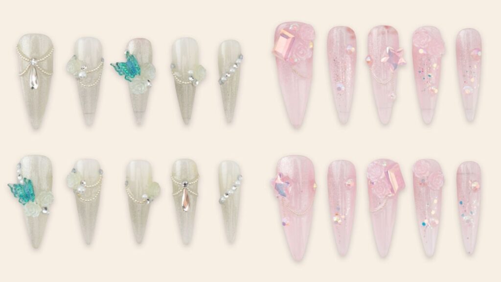 Nailbox đẹp cho móng ngắn đi tiệc mẫu đính đá lấp lánh