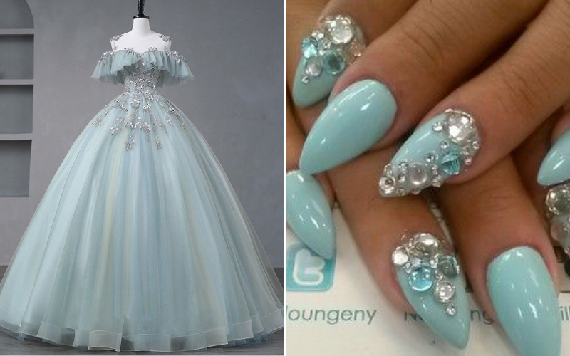 Nailbox cô dâu đính đá