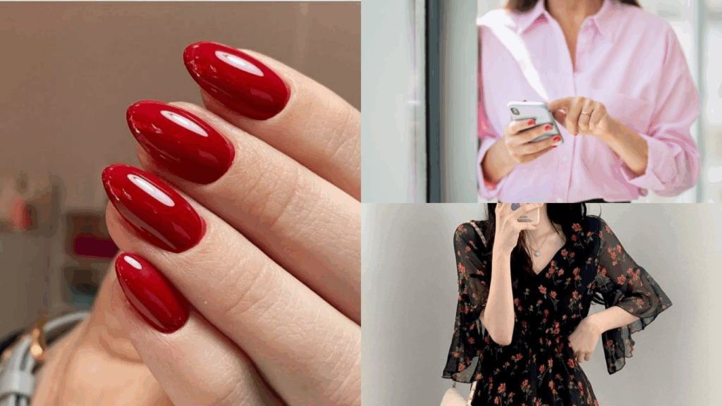 Phối đồ với màu sơn móng tay tone đỏ