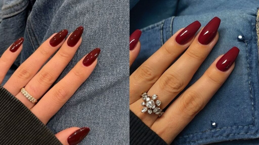 Màu sơn móng tay đẹp cho da ngăm: đỏ rượu vang