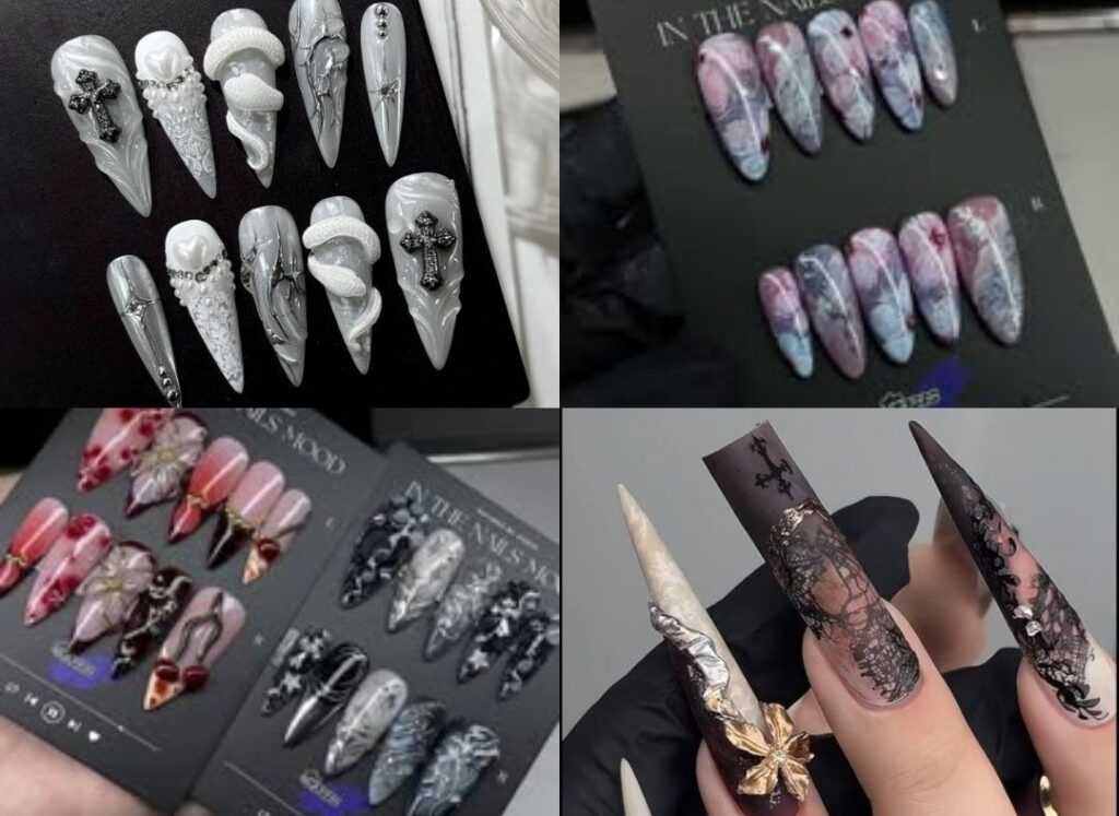 Nailbox dài họa tiết độc đáo