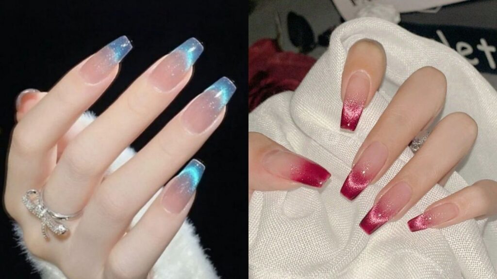 Nail mắt mèo kiểu French tip độc đáo