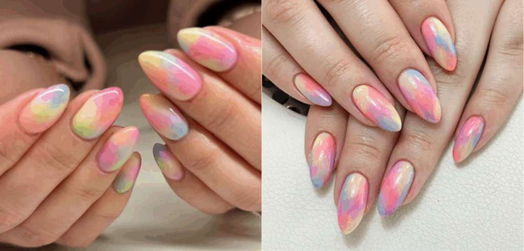 Nailbox xinh đi biển gradient cầu vồng