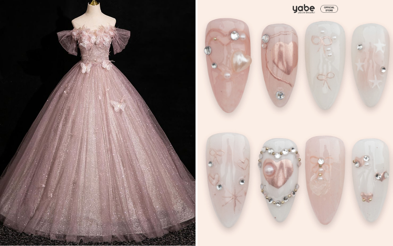 Nailbox họa tiết trái tim là lựa chọn hoàn hảo cho ngày cưới