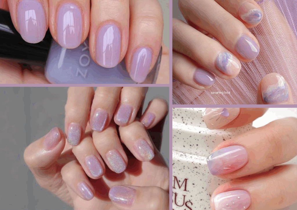 Mẫu móng màu lavender milk mộng mơ
