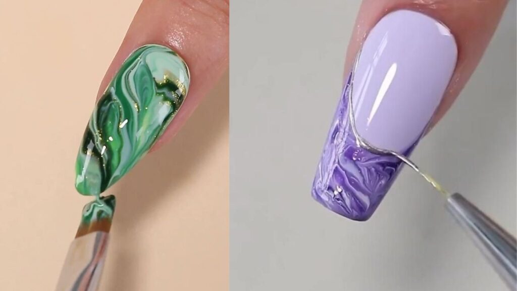 Kỹ thuật vẽ móng tay marble