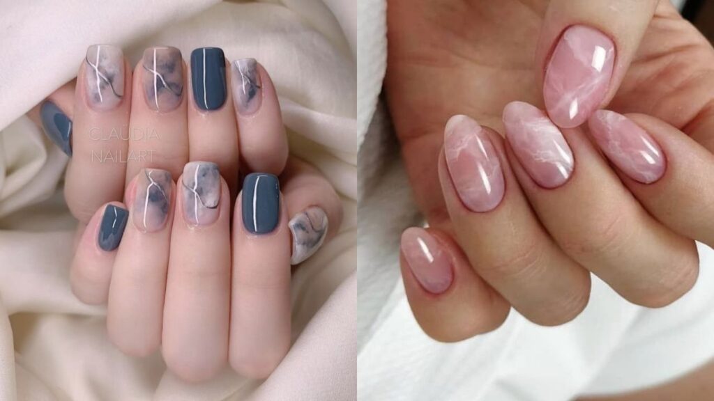 Sơn móng tay đẹp kiểu nghệ thuật marble