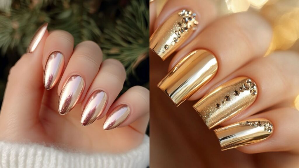 Sơn móng tay đẹp và quý phái kiểu metallic bóng loáng