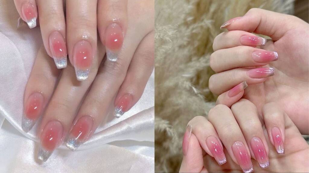 Nail mắt mèo ombre lòng đào