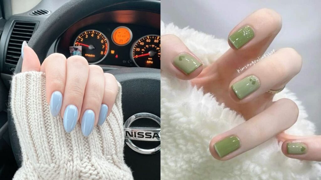 Màu sơn móng tay sáng da xanh pastel