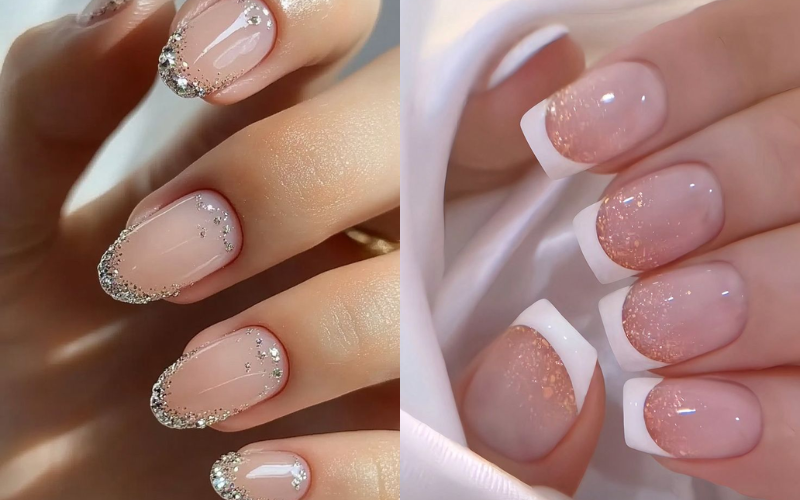 Móng lấp lánh kiểu Pháp