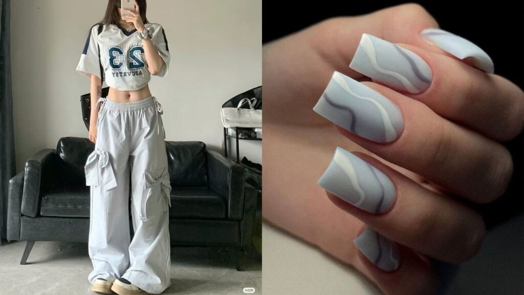 Mẫu móng đẹp nhẹ nhàng nhưng đi cùng street style vẫn cháy phố như thường