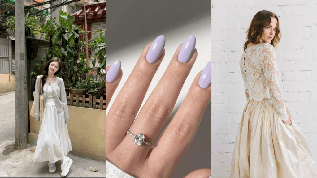 Phối đồ với màu sơn móng tay tone tím lavender