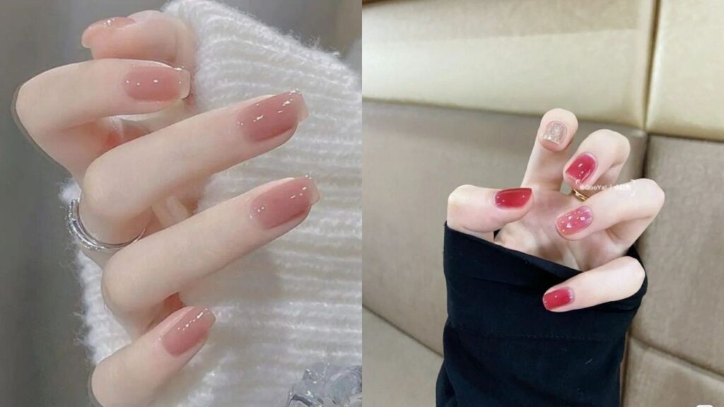 Sơn móng tay kiểu sơn bóng giúp đôi tay thêm thanh thoát và điều đà