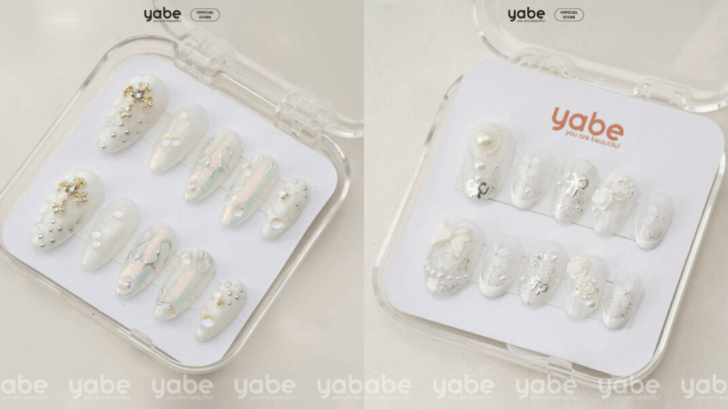 Nailbox trắng đính đá 