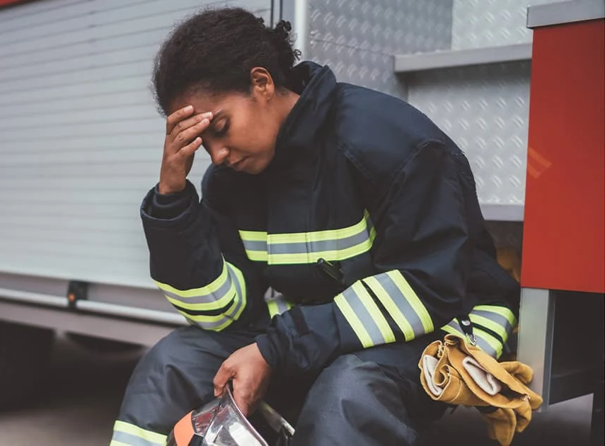 Nottinghamshire Fire Crew Stands by Nail Painting