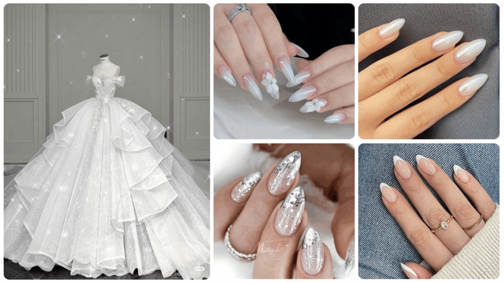 Naiilbox cô dâu với váy cưới trắng